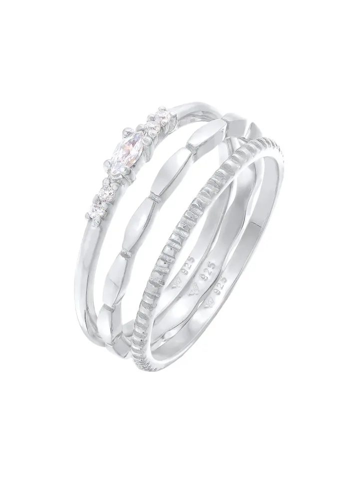 Elli - Ring Zirkonia Marquise Basic Stapelring, 58mm, Silber