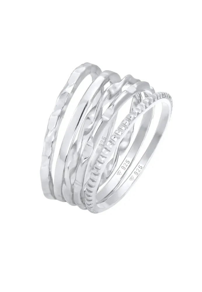 Elli - Ring Stapelringe Stacking 5Er Set, 56mm, Silber