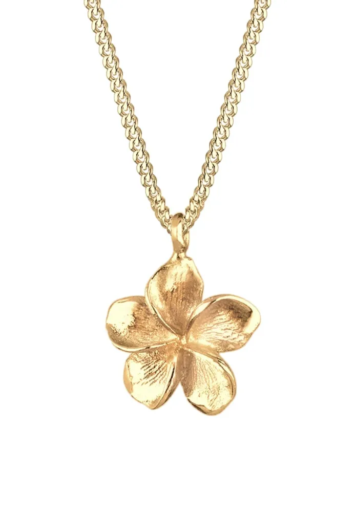 Elli - Halskette Anhänger Frangipani Blüte, 45cm, Gold