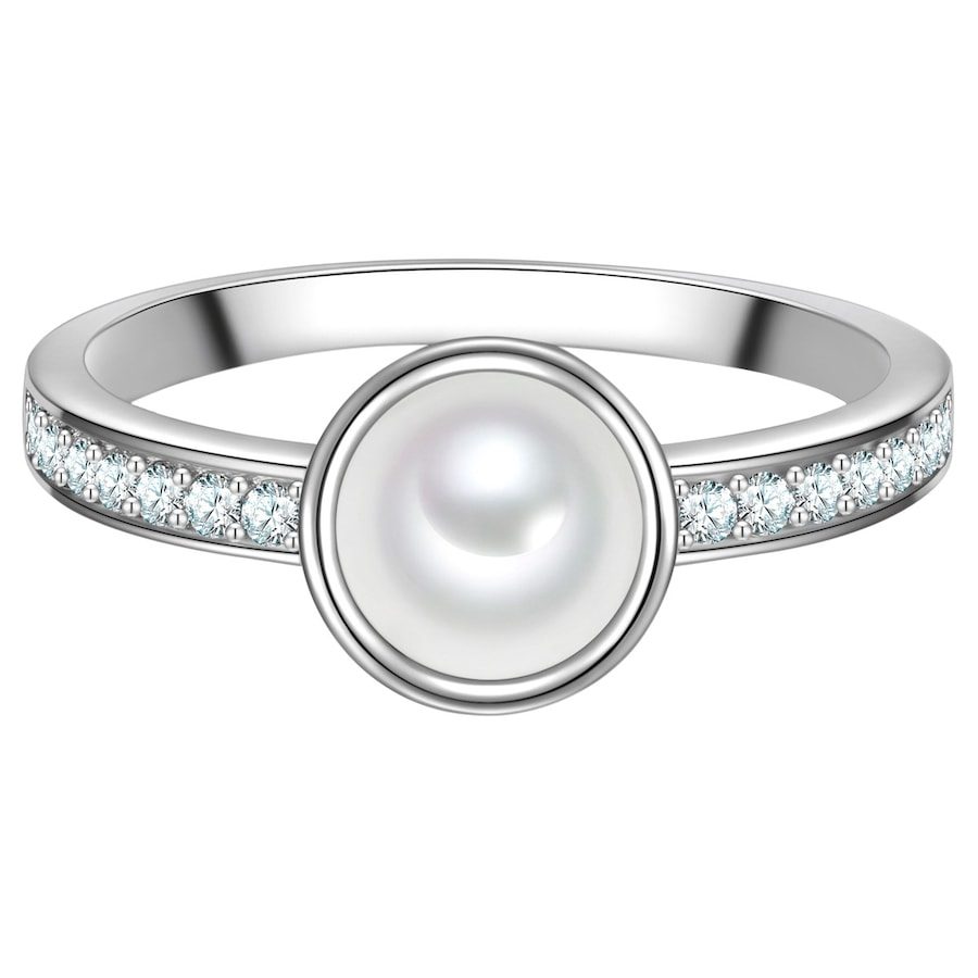 Trilani Ring aus Sterling Silber in silber mit Zirkonia Muschelkernperle Ringe 1 ct Damen