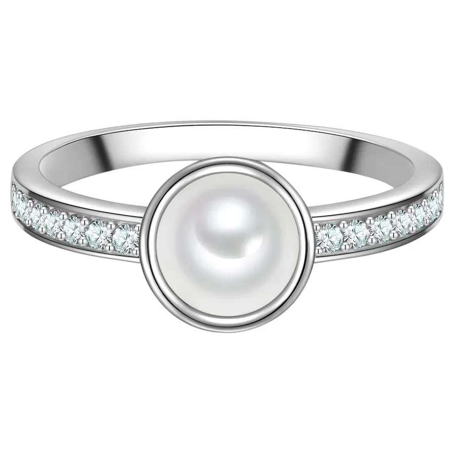 Trilani Ring aus Sterling Silber in silber mit Zirkonia Muschelkernperle Ringe 1 ct Damen