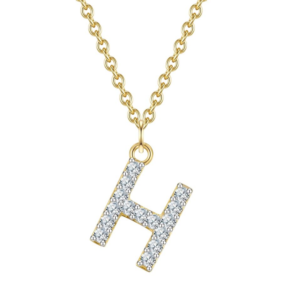 Glanzstücke München Halskette Buchstabe M aus Sterling Silber in gelbgold mit Zirkonia Ketten 1 ct Damen