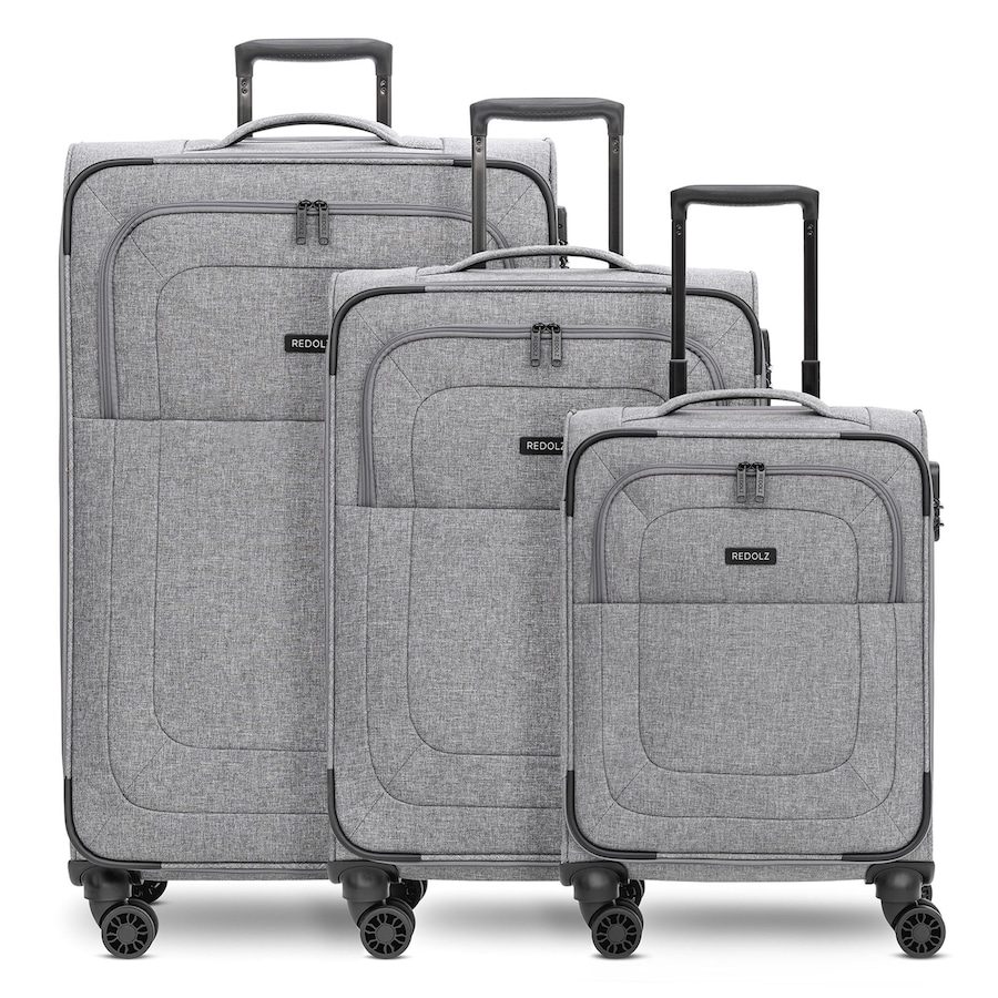 Redolz Essentials 12 THREE SET 4 Rollen Kofferset 3-teilig mit Dehnfalte Reisetaschen 1 ct Grau Herren