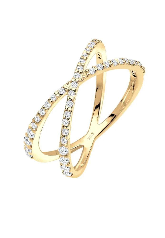 Elli Kreuz Symbol Zirkonia 925 Sterling Silber Ringe 1 ct Damen