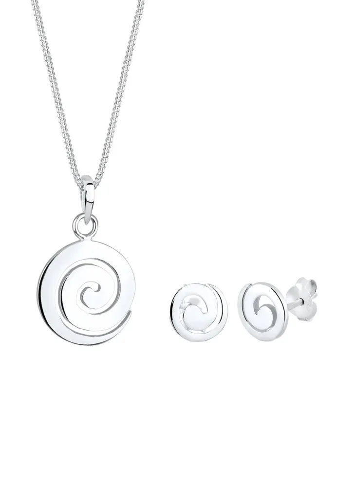 Elli Spirale Rund Kreis 925 Sterling Silber Schmuck-Set 1 ct Damen
