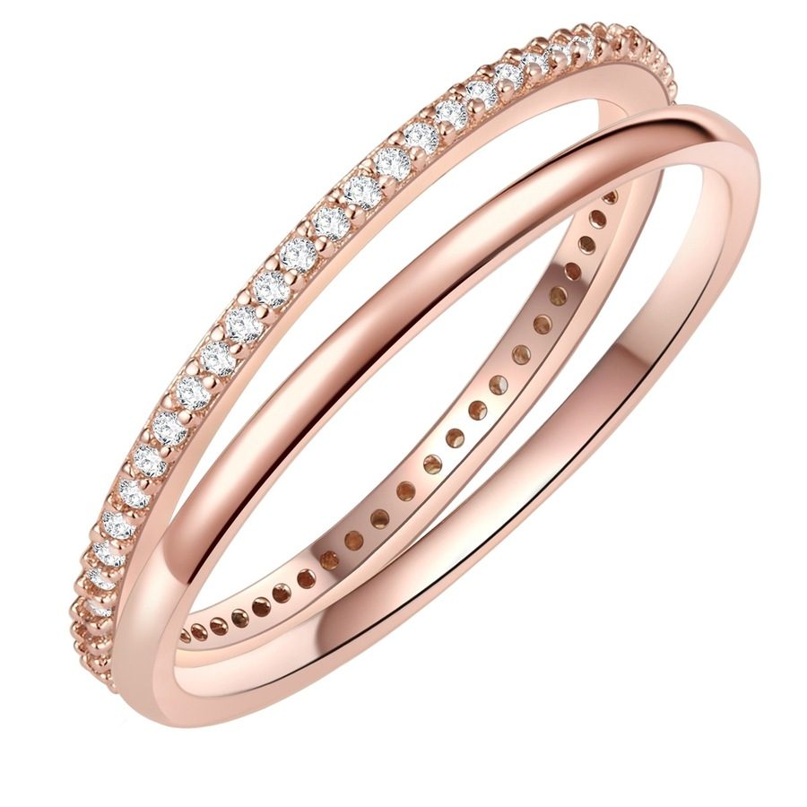 Lulu & Jane Ring Messing Zirkonia in Roségold Ringe 1 ct Damen