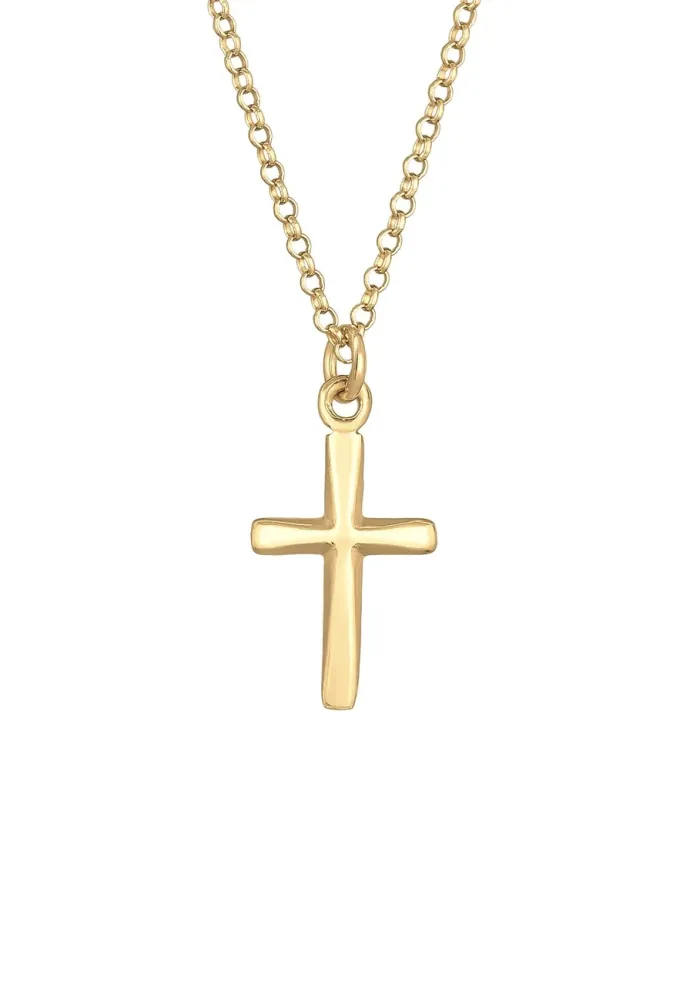 Elli - Halskette Kreuz Anhänger Filigran, 45cm, Gold