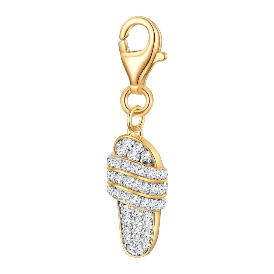 Glanzstücke München Charm Sandale Sterling Silber Zirkonia in Gelbgold Ketten 1 ct Damen
