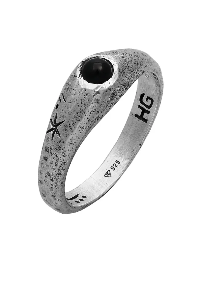 Haze & Glory Siegelring Cast Away - Onyx 925 Silber Ringe 1 ct Herren