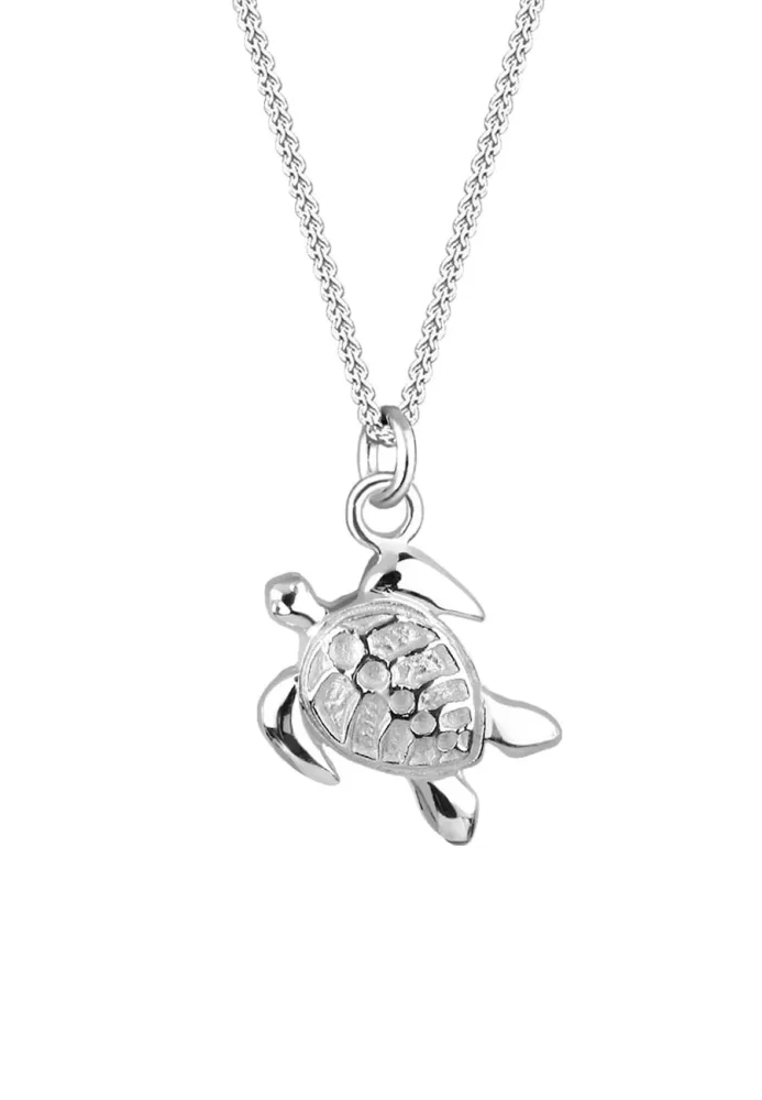 Elli - Halskette Schildkröten Anhänger, 55 CM, Silber