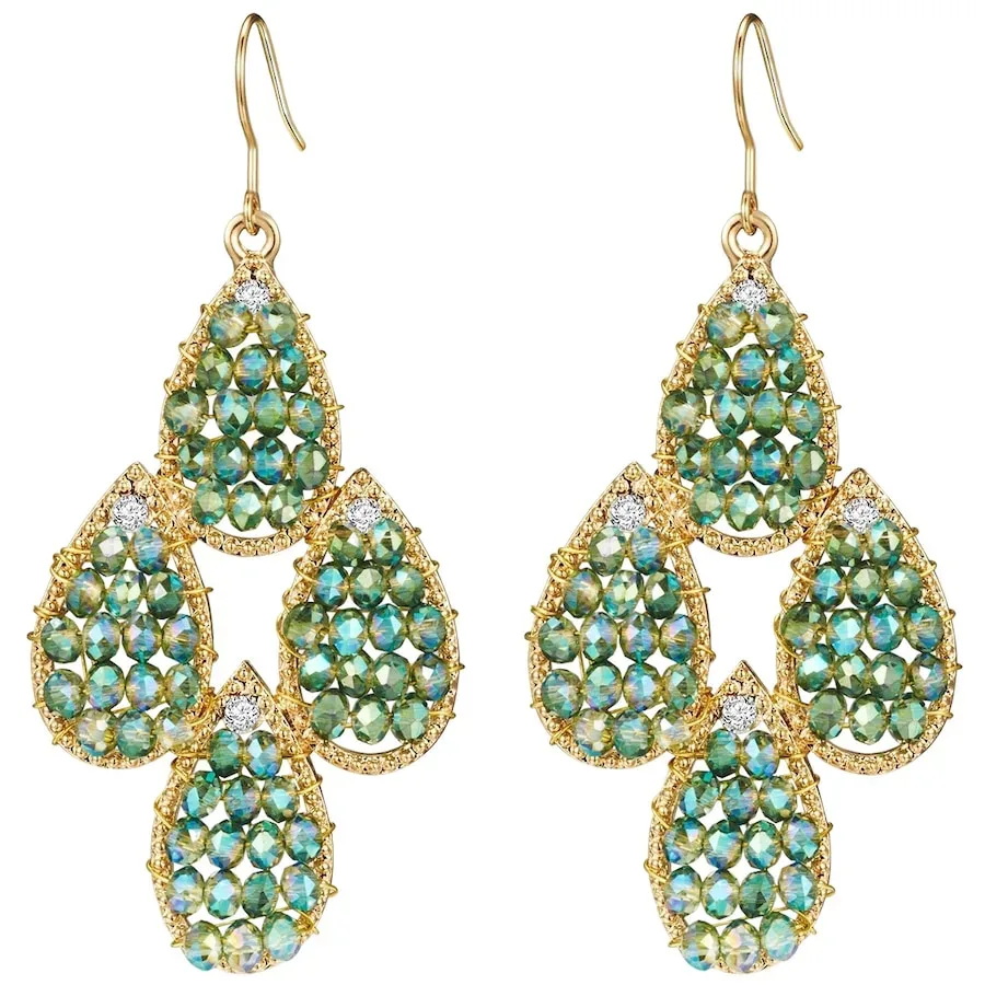 Lulu & Jane Ohrhänger Metall-Legierung Glas in Gelbgold Ohrringe 1 ct Damen