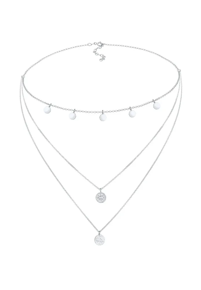 Elli Kreis Rund Coin Choker Layer Vintage 925 Silber Ketten 1 ct Damen