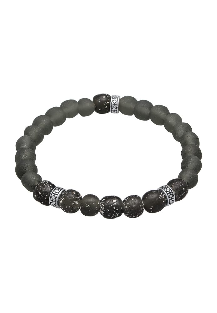 KUZZOI Recycelte Glas Perlen Beads Olive 925 Silber Herrenschmuck 1 ct Herren