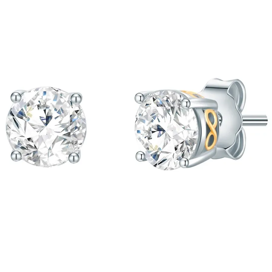 Trilani Ohrstecker Unendlichkeitszeichen Sterling Silber Zirkonia in Silber/Gelbgold Ohrringe 1 ct Damen
