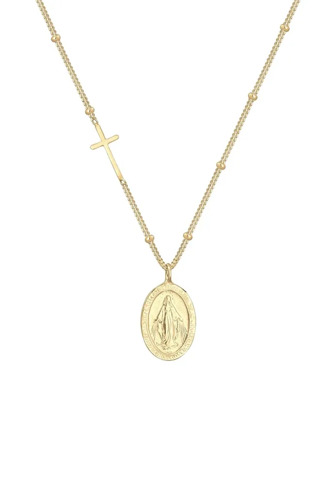 Elli Kreuz Kugeln Marienbild 925 Silber Ketten 1 ct Damen