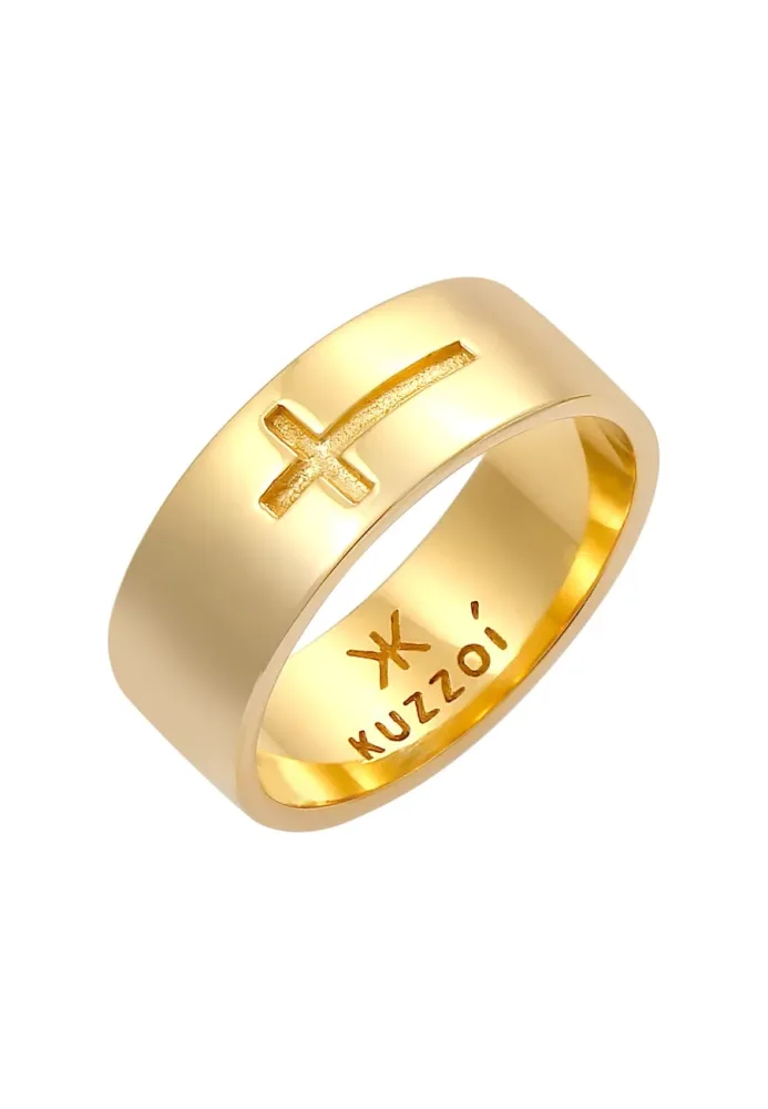 KUZZOI Herren Bandring Glanz Kreuz Oxidiert 925 Silber Ringe 1 ct