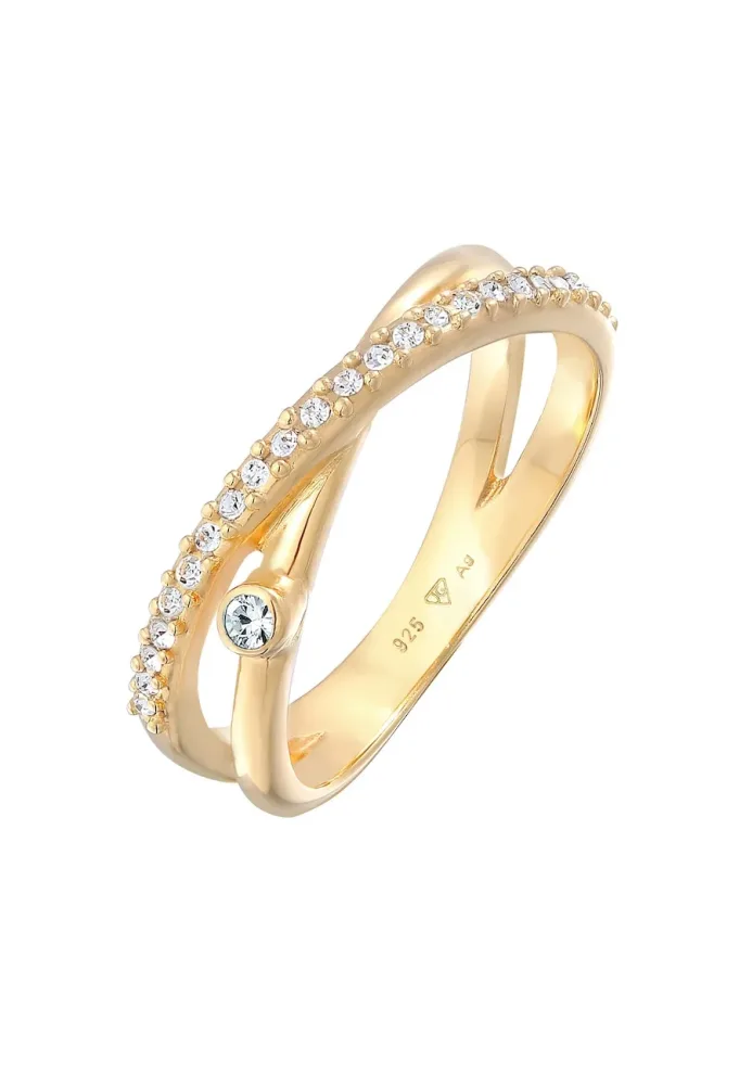 Elli Wickelring X Glamour 925 Silber, mit Kristallen von Swarovski® Ringe 1 ct Damen