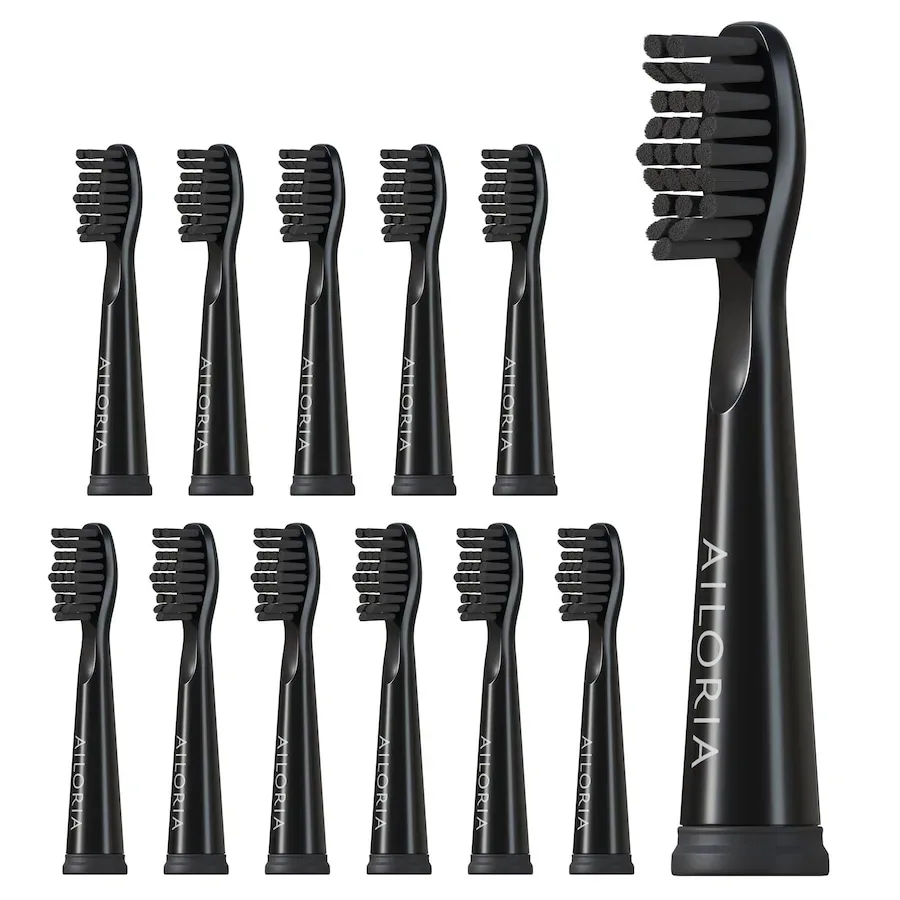 AILORIA - FLASH TRAVEL Ersatzbürstenköpfe 12er Set, 12 Stück, Schwarz
