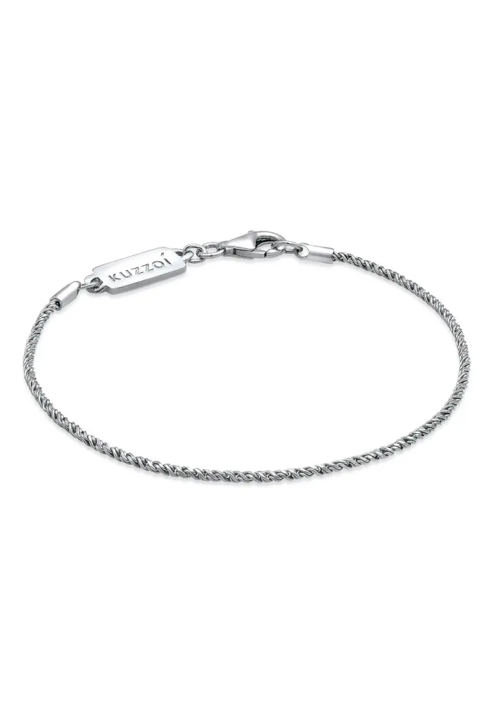 Kuzzoi - Armband  Basic Kordelkette Gedreht 925 Silber, 19cm