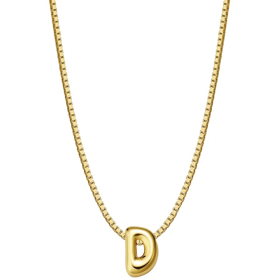 Glanzstücke München Halskette Buchstabe D aus Sterling Silber in gelbgold Ketten 1 ct Damen