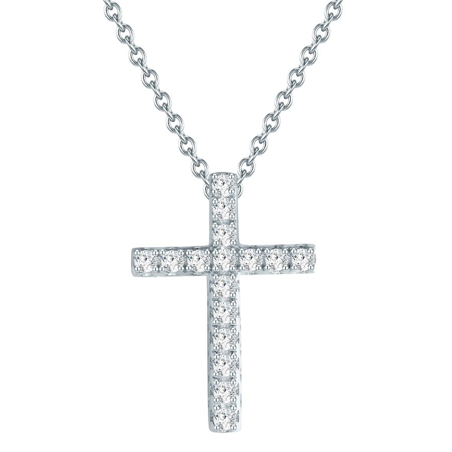 Rafaela Donata Halskette Kreuz Sterling Silber Zirkonia in Silber Ketten 1 ct Damen