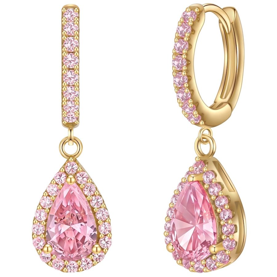 Glanzstücke München Creolen Sterling Silber gelbgold Zirkonia pink Ohrringe 1 ct Damen