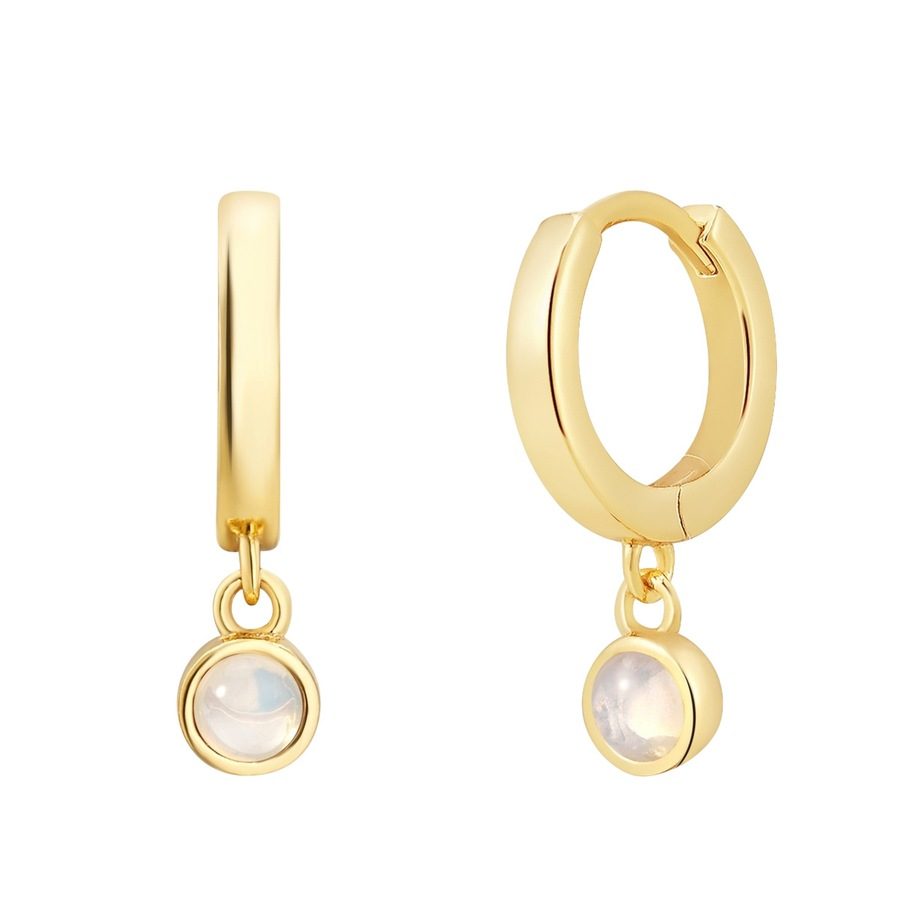Glanzstücke München Creolen aus Sterling Silber in Gelbgold mit Mondstein (synth.) Ohrringe 1 ct Damen