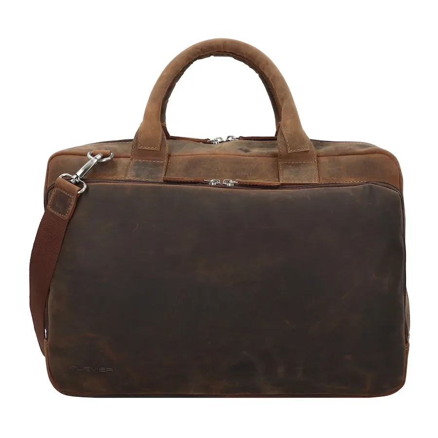 Plevier Retro Colmar Aktentasche Leder 40 cm Laptopfach Laptoptaschen 1 ct Braun Herren