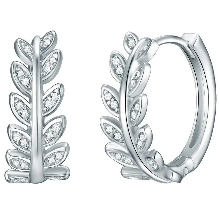 Rafaela Donata Creolen Funkelnde Blätter Sterling Silber Zirkonia in Silber Ohrringe 1 ct Damen