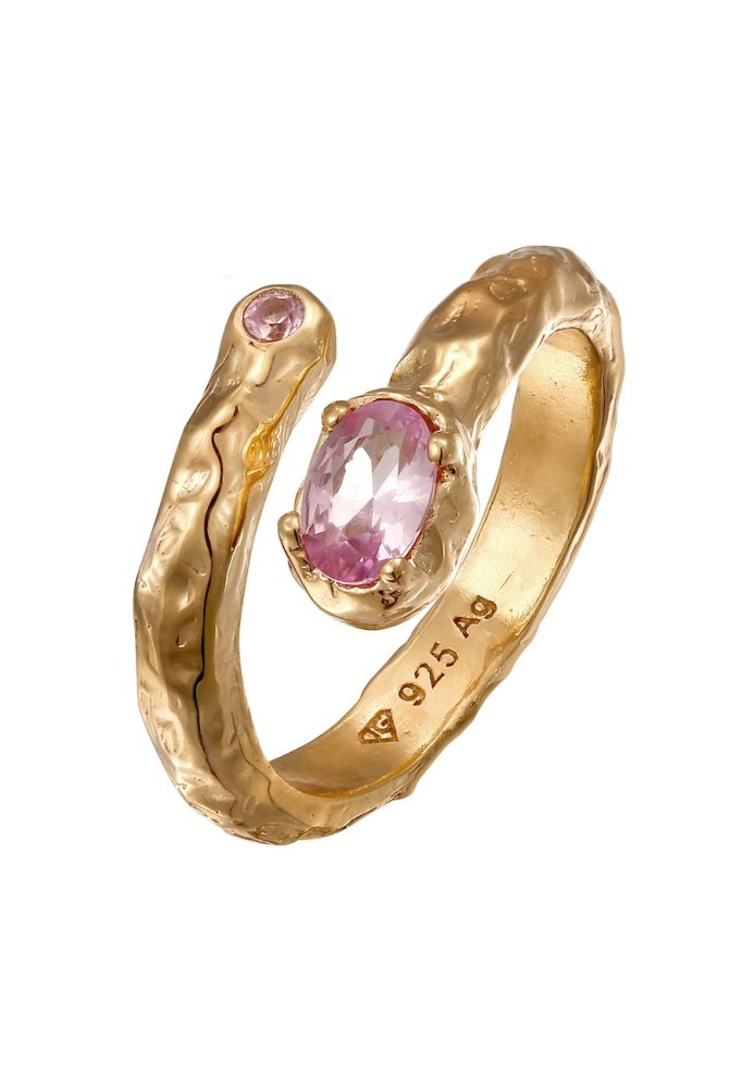 Haze & Glory Synthetischer Saphir Pink 925 Sterling Silber vergoldet Ringe 1 ct Damen