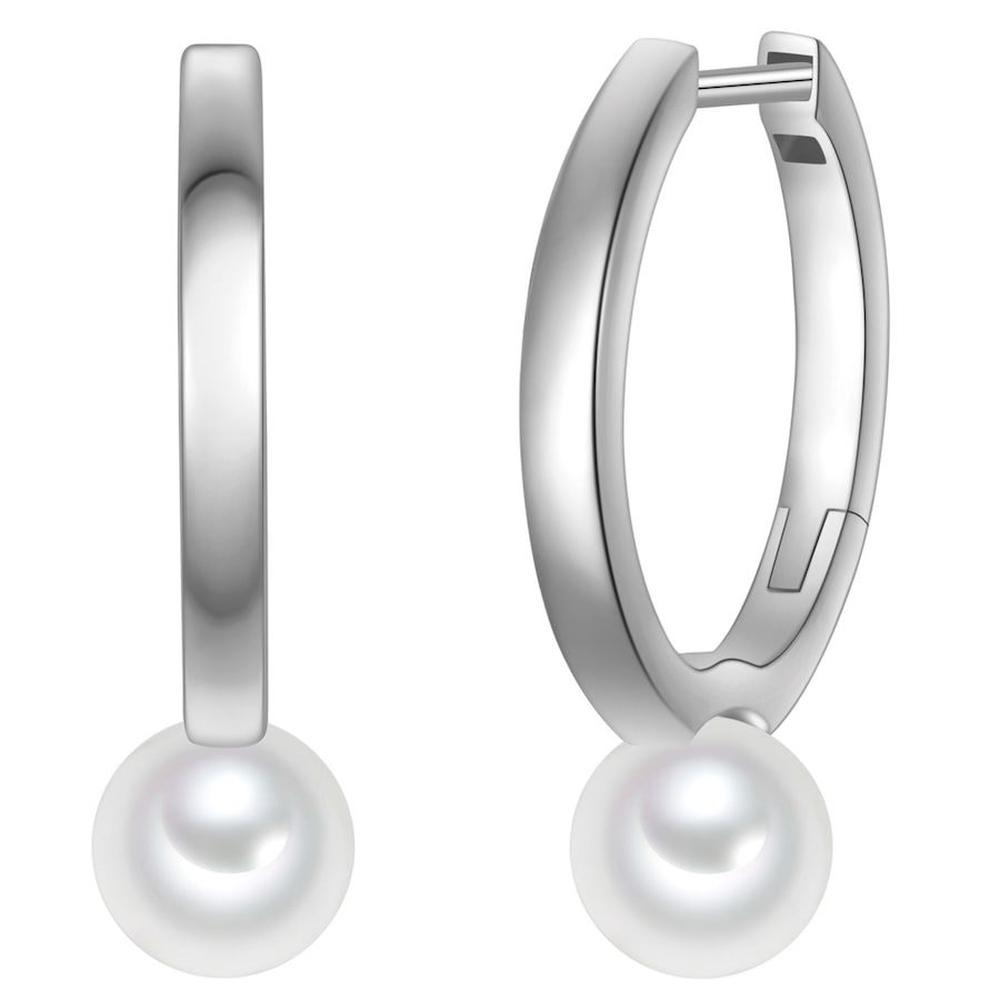 Rafaela Donata Creolen aus Sterling Silber in silber mit Muschelkernperle Ohrringe 1 ct Damen