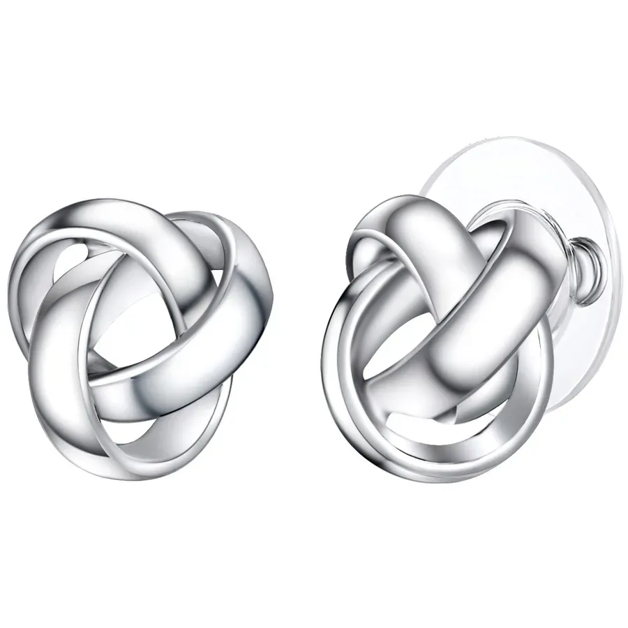 Lulu & Jane Ohrstecker Knoten Messing in Silber Ohrringe 1 ct Damen