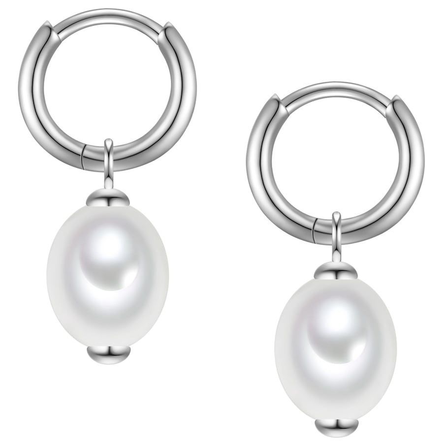 Rafaela Donata Creolen aus Sterling Silber in silber mit Muschelkernperle Ohrringe 1 ct Damen