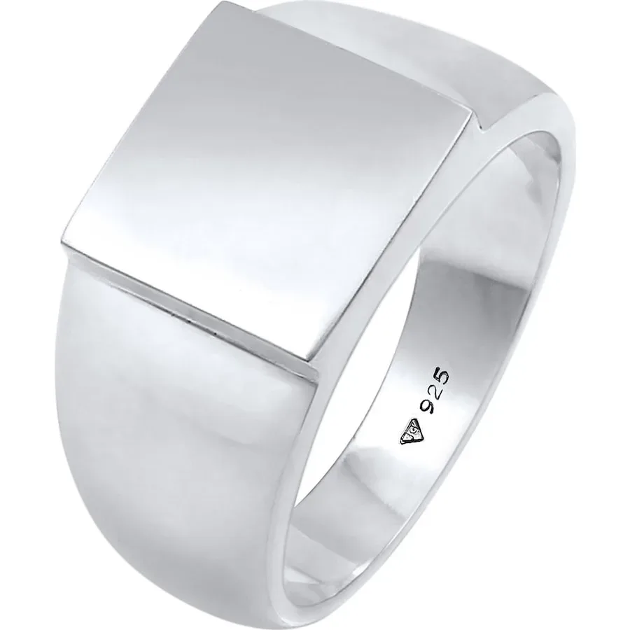 Kuzzoi - Ring Siegelring  Rechteckig Glanz 925 Silber, 54mm