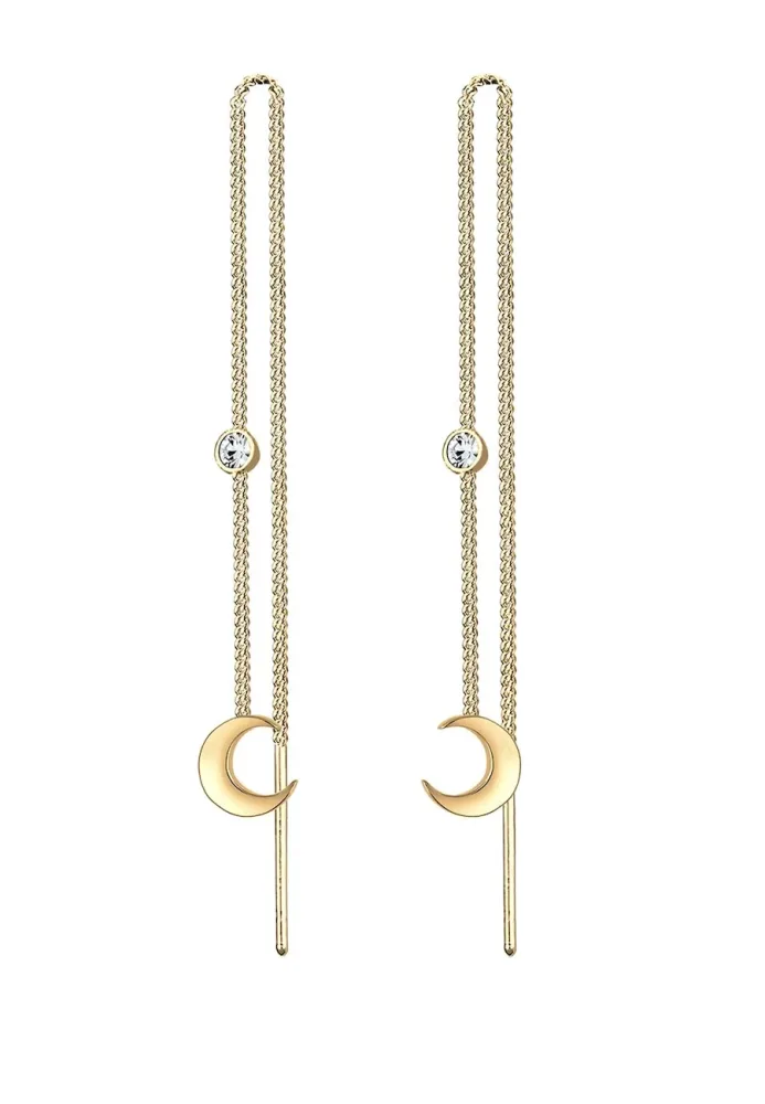Elli - Ohrringe Halbmond Kristall, One Size, Gold