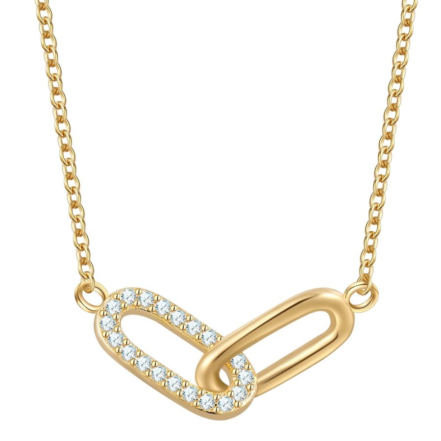 Glanzstücke München Halskette aus Sterling Silber in gelbgold mit Zirkonia Ketten 1 ct Damen