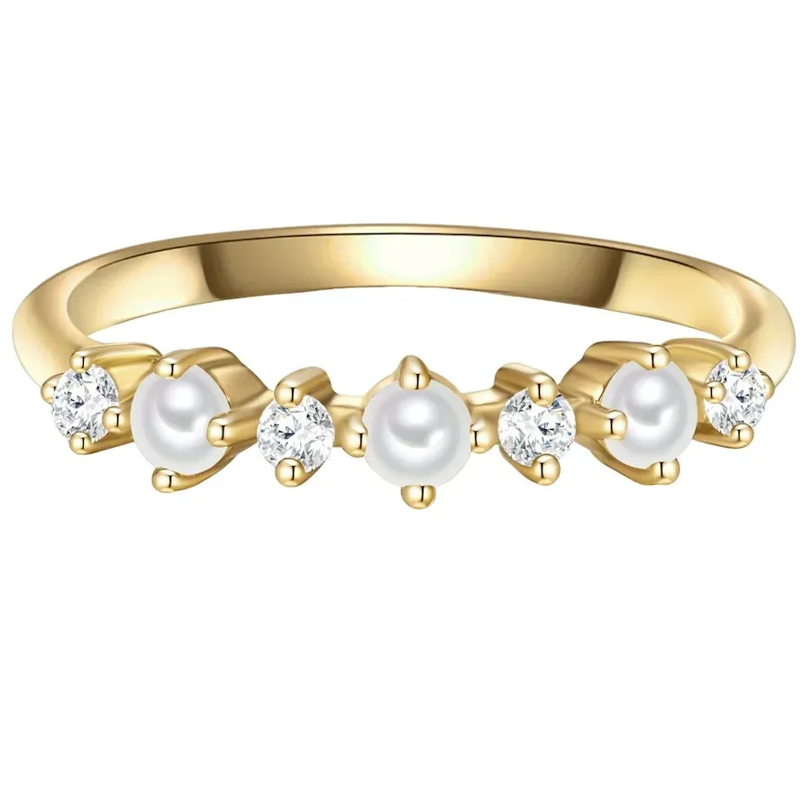 Glanzstücke München Ring Sterling Silber Zirkonia Süßwasser-Zuchtperle in Gelbgold Ringe 1 ct Damen