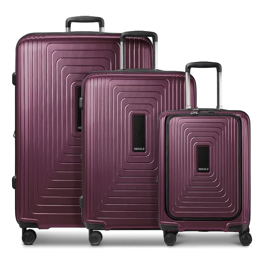 Redolz Essentials 14 4 Rollen Kofferset 3-teilig mit Dehnfalte Reisetaschen 1 ct Braun Herren