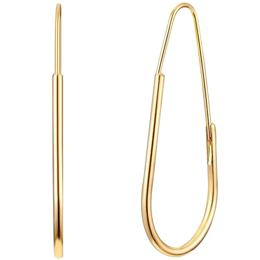 Yokoamii Creolen Metall-Legierung in Gelbgold Ohrringe 1 ct Damen