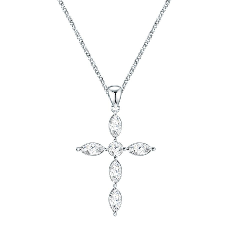 Lulu & Jane Halskette Kreuz Messing verziert mit Kristallen von Swarovski® in Silber Ketten 1 ct Damen