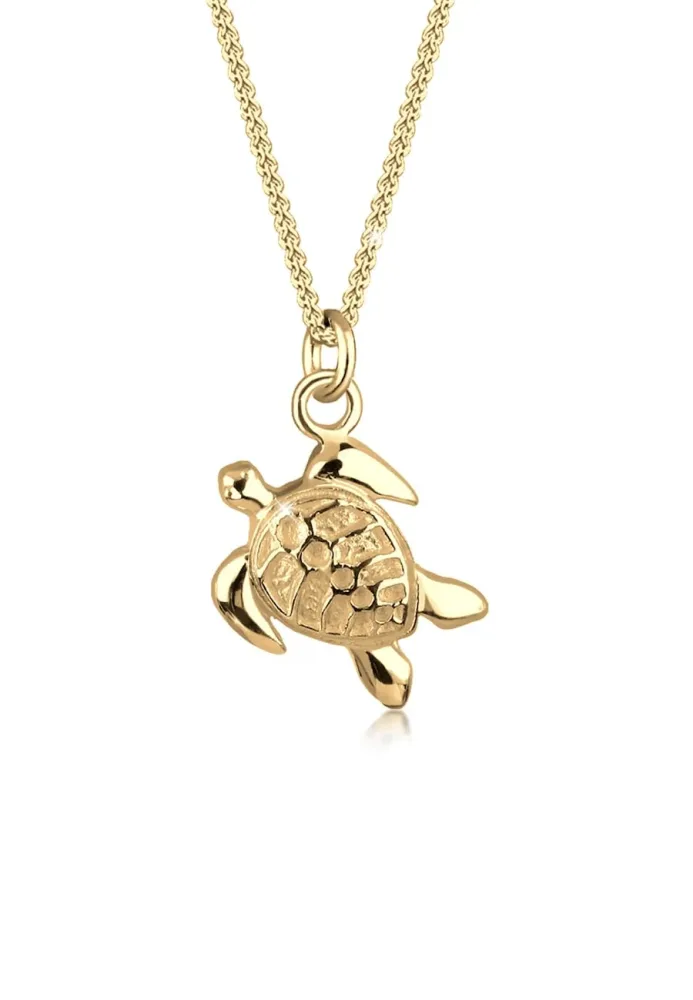 Elli Elli Halskette Panzerkette Schildkröte Anhänger Sun 925 Silber Ketten 1 ct Damen