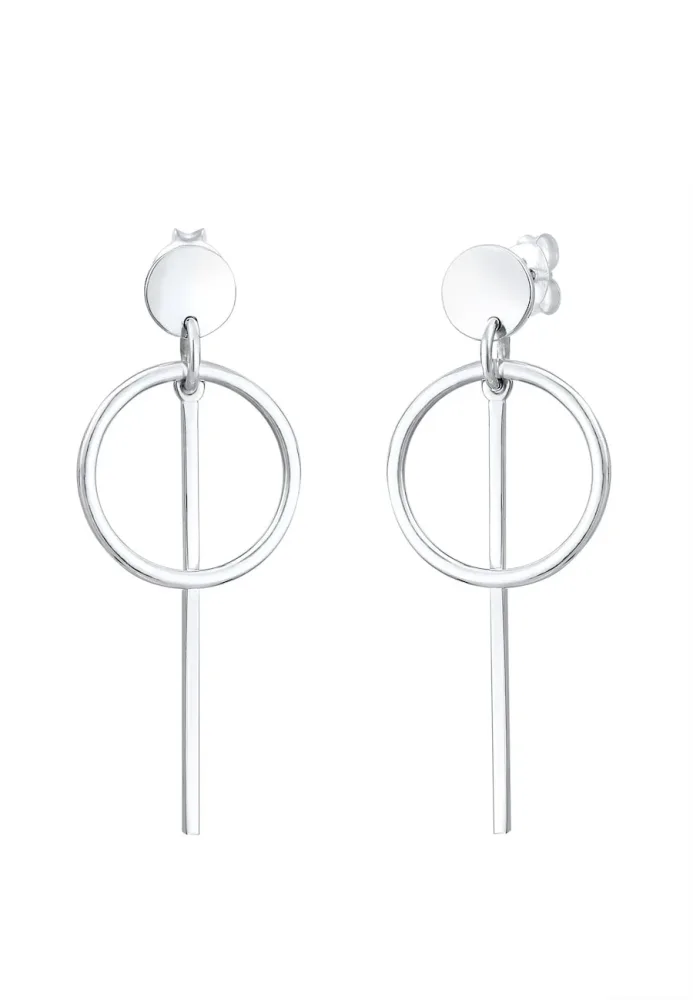 Elli Hänger Geo Kreis Basic Minimal Cool 925 Silber Ohrringe 1 ct Damen