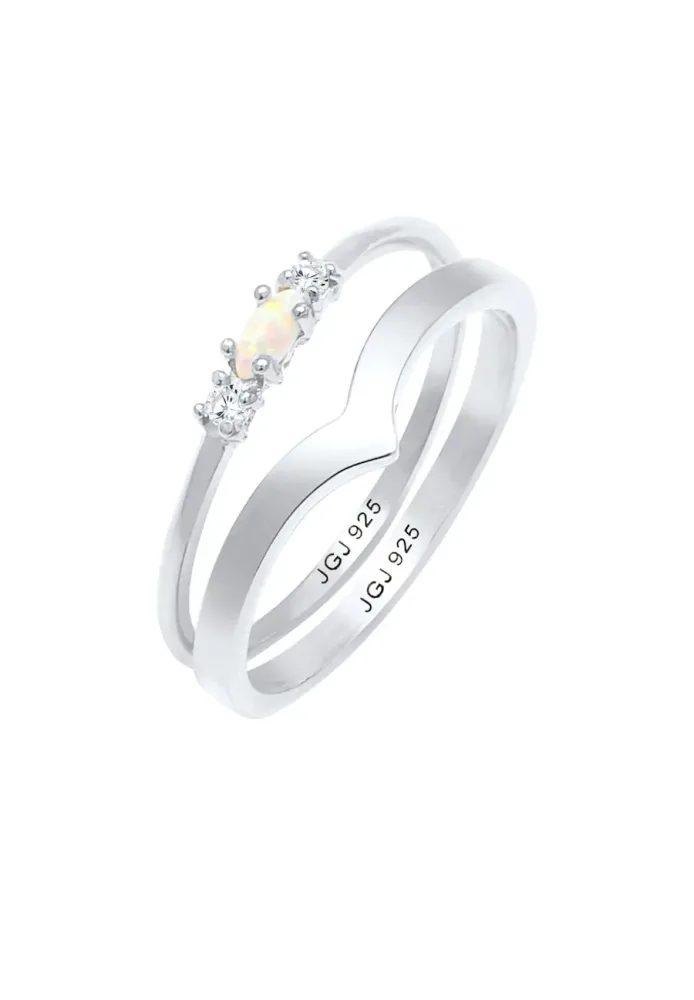 Elli Set Marquise Opal Zirkonia Dreieck 925 Silber Ringe 1 ct Damen