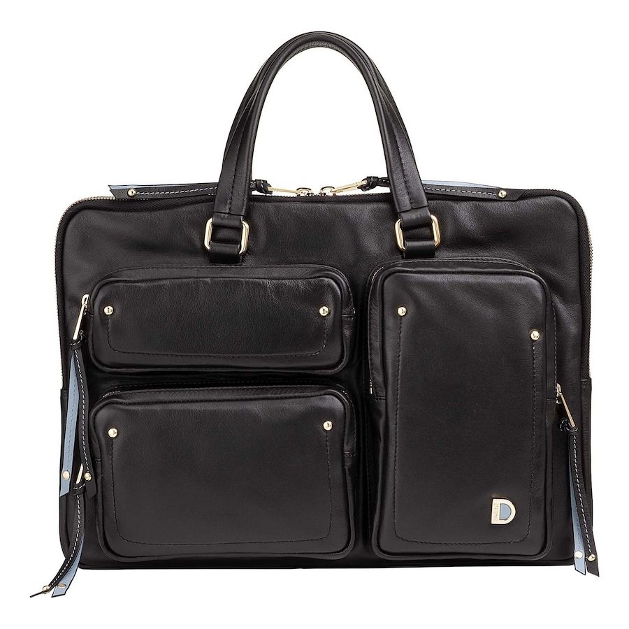 DuDu Pocket Aktentasche Leder 36 cm Laptopfach Laptoptaschen 1 ct Schwarz Herren