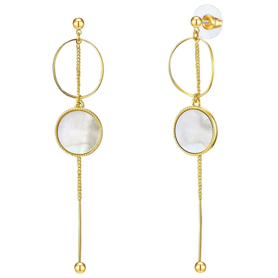 Lulu & Jane Ohrhänger Metall-Legierung Perlmutt in Gelbgold Ohrringe 1 ct Damen