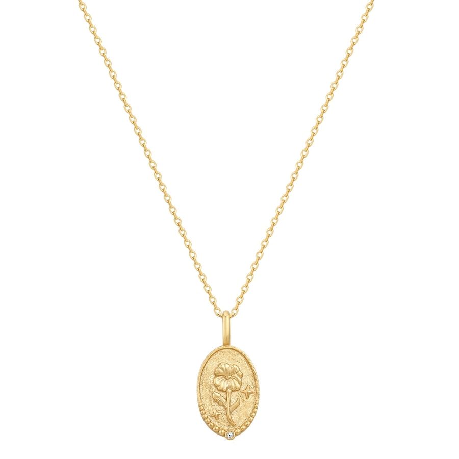 Glanzstücke München Halskette Geburtsblume Februar Veilchen aus Sterling Silber in Gelbgold mit Zirkonia Ketten 1 ct Damen
