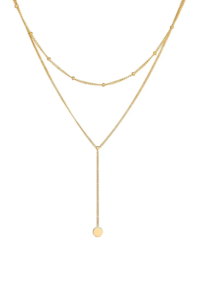 Elli Layer Y-Kette Kugelkette Plättchen 925 silber Ketten 1 ct Damen