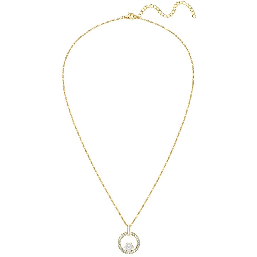 Rafaela Donata Halskette aus Sterling Silber in gelbgold mit Zirkonia Muschelkernperle Ketten 1 ct Damen