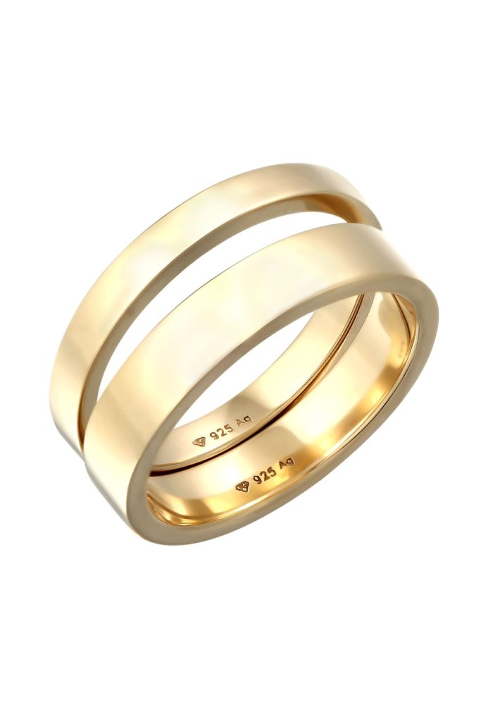 KUZZOI Herrenring 925 Sterling Silber 2er Set Casual Look Ringe 1 ct