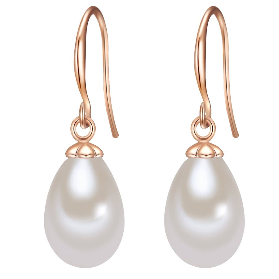 Lulu & Jane Perlen-Ohrhänger Metall-Legierung Muschelkernperle in Roségold Ohrringe 1 ct Damen